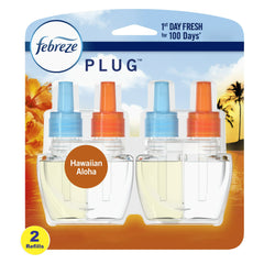 Febreze Odor-Fighting PLUG Air Freshener Refill, Hawaiian Aloha, (2) .87 fl oz Oil Refills