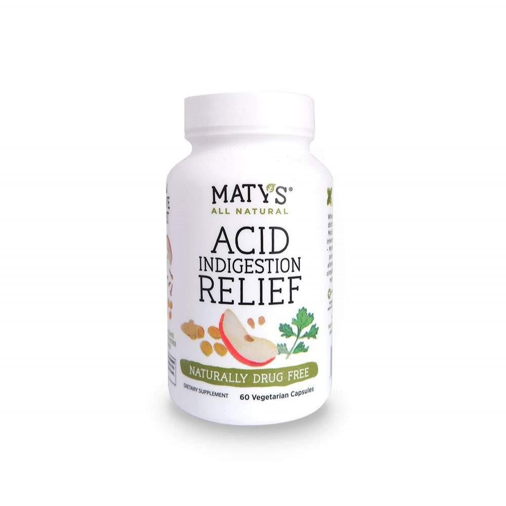 Maty's All Natural Acid & Indigestion Relief - 60 Vegetarian Capsules - Homeopathic Remedy*