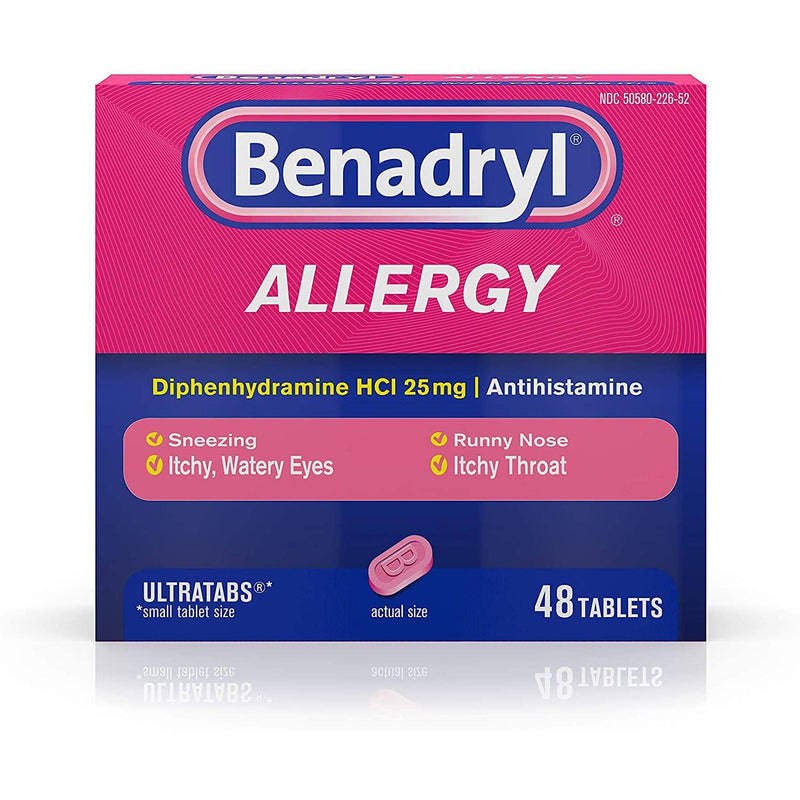 Benadryl Ultratabs Antihistamine Allergy Relief Tablets, 48 Tablets