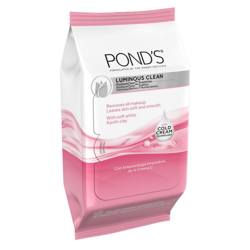 Pond's Moisture Clean Towelettes Luminous Clean 28 ct Makeup Remover Wipes