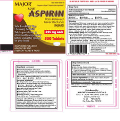 Major Aspirin Tabs (325mg)- 500 count