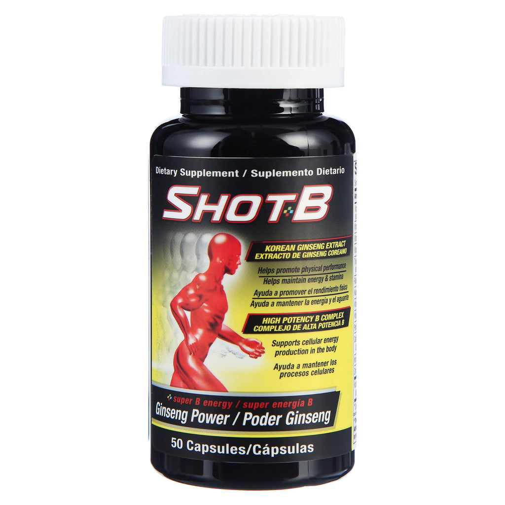 Shot B Multivitamin Supplement with Ginseng Capsules, 50 ct