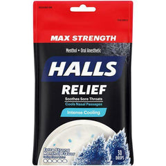 Halls Relief Extra Strong Menthol Flavor, Oral Anesthetic Cough Lozenges, 30 ct