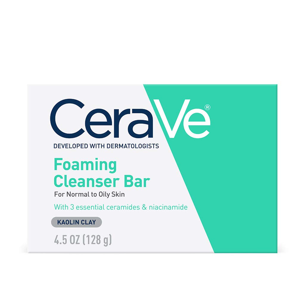 CeraVe Foaming Cleanser Bar for Normal to Oily Skin w Kaolin Clay, 4.5 oz