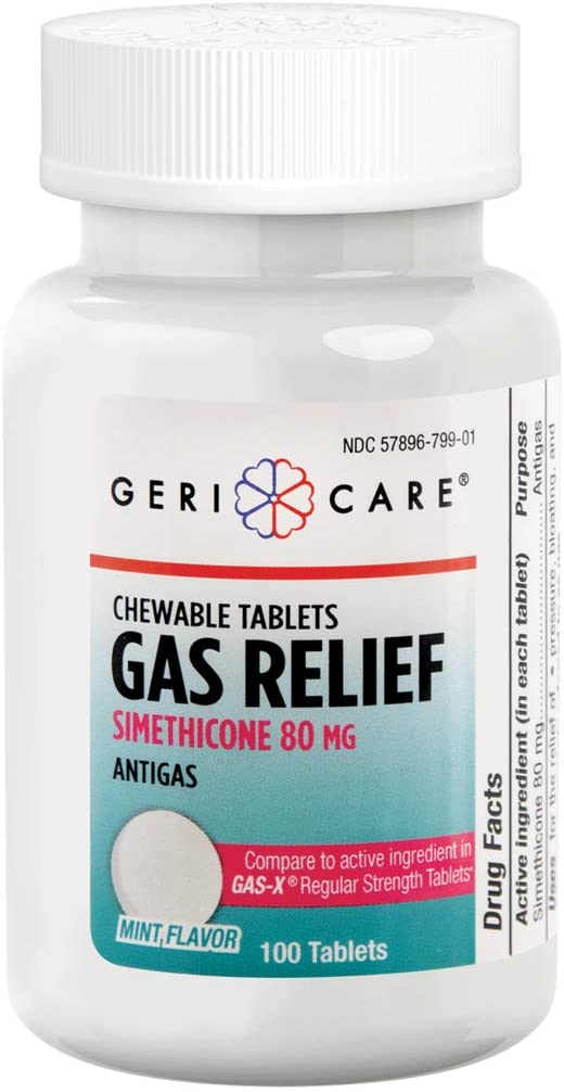 GeriCare Simethicone 80 mg | Fast Relief for Gas, Bloating and Discomfort (100 Tablets)*