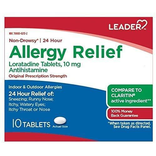 Leader Allergy Relief with 10 mg of Loratadine, 10 Tablets