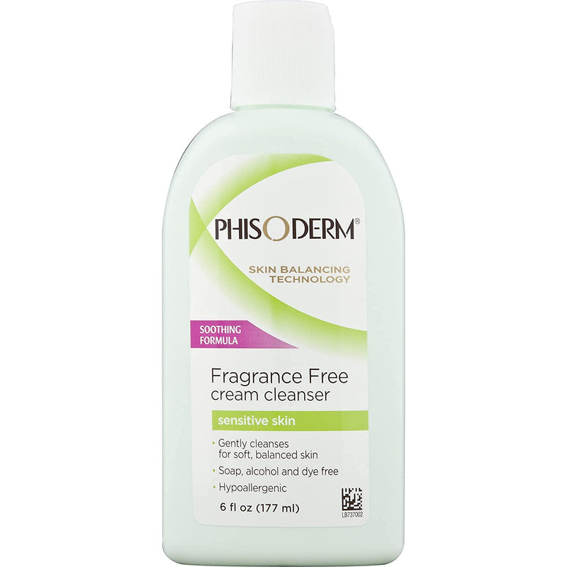 Phisoderm Fragrance Free Cream Cleanser for Sensitive Skin, 6 Fl Oz
