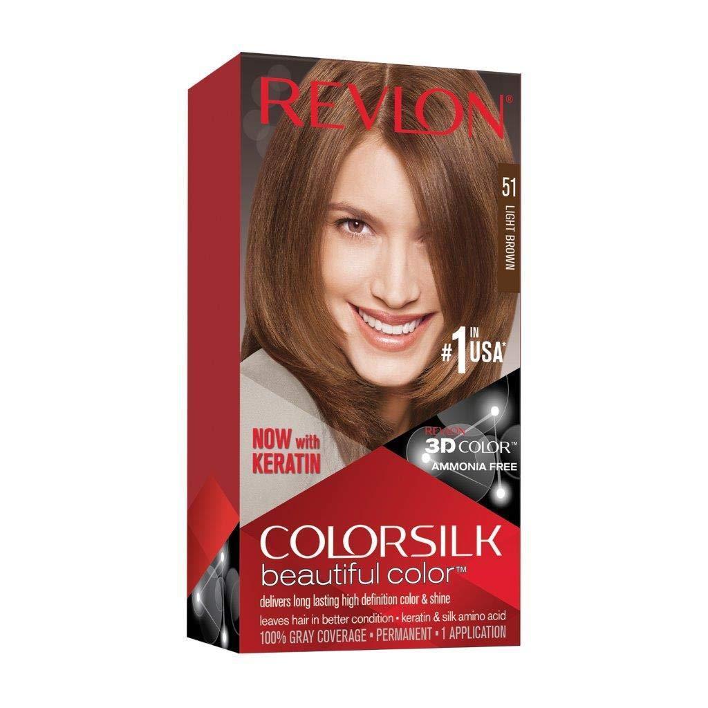 Revlon Colorsilk Beautiful Color, Permanent Hair Dye, 51 Light Brown, 1 COUNT