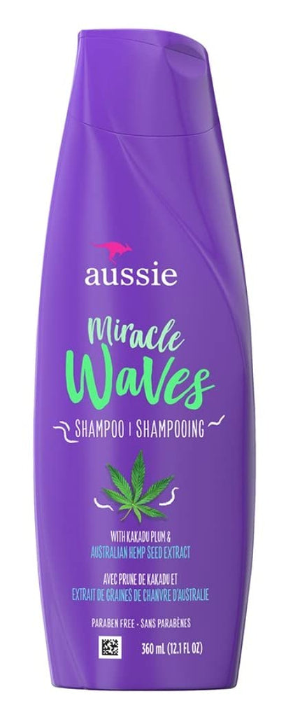 Aussie Miracle Waves Anti-Frizz Hemp Paraben-Free Shampoo 12.1 fl oz