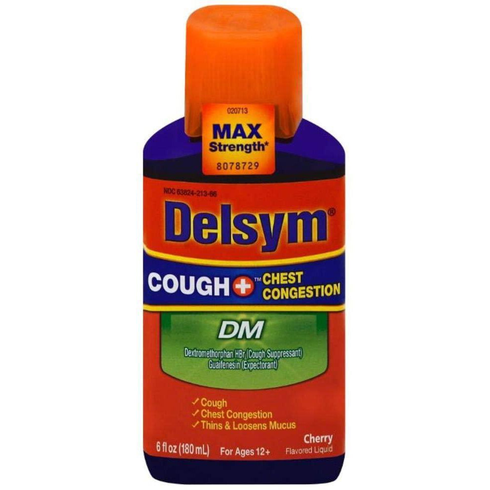 Delsym Max Strength Cough Plus Chest Congestion DM Liquid, Cherry Flavor, 6 fl oz.