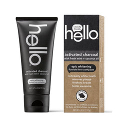 Hello Epic Whitening Fluoride Free Toothpaste - Activated Charcoal w Fresh Mint & Coconut Oil 4.0 oz