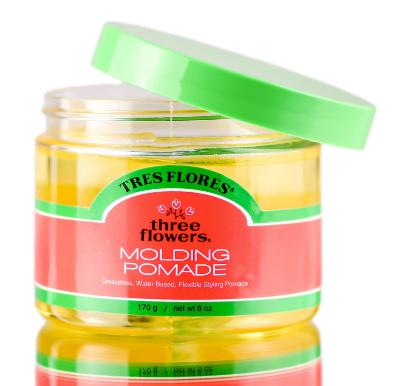 Tres Flores - Three Flowers Molding Pomade 6 oz - Greaseless, Water Based, Flexible Styling.