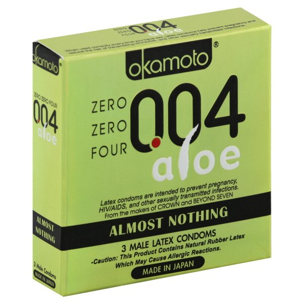 Okamoto Zero Zero Four 004 Aloe Almost Nothing Condom - 3 Condoms