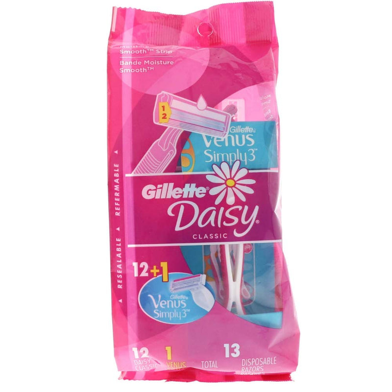 Gillette Daisy Classic Razors, 13 Count, Pack of 2