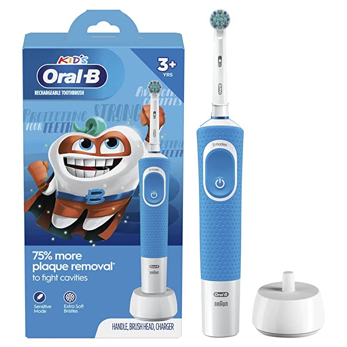 Oral-B Kids Electric Toothbrush with Sensitive Brush Head and Timer, for Kids 3+ (Product Design May Vary)