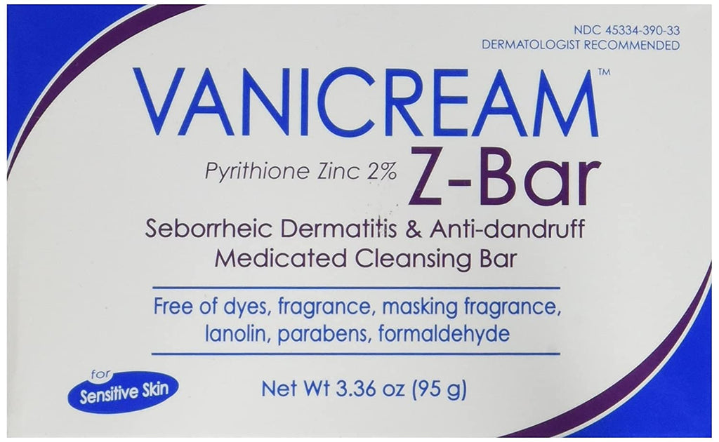 Vanicream Z-Bar Pyrithione Zinc 2% Medicated Cleansing Bar for Sensitive Skin, 3.53 oz