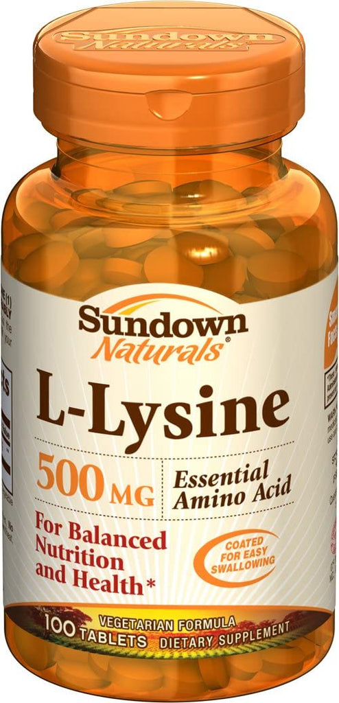 Sundown L-Lysine 500mg, Vegetarian Dietary Supplement, 100 Tablets*