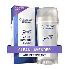 Secret Clinical Strength Antiperspirant and Deodorant Women, Invisible Solid Clean Lavender 2.6 Oz