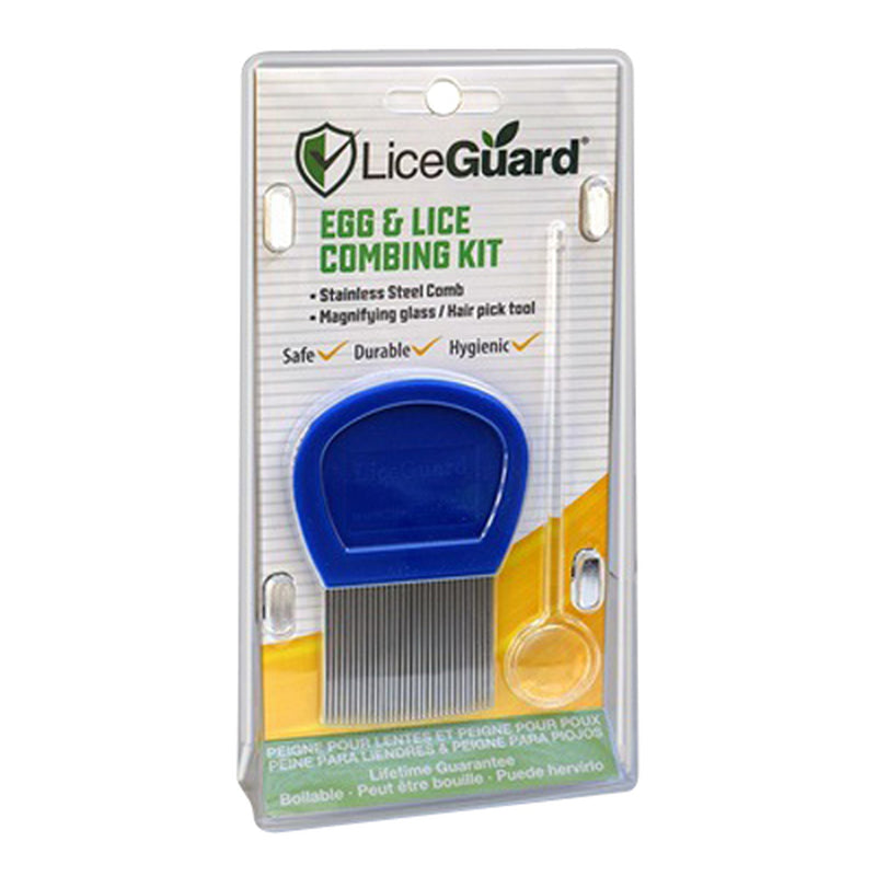 LiceGuard Egg & Lice Combing Kit - Stainless Steel Comb, Magnifying Glass Hair Pick Tool.