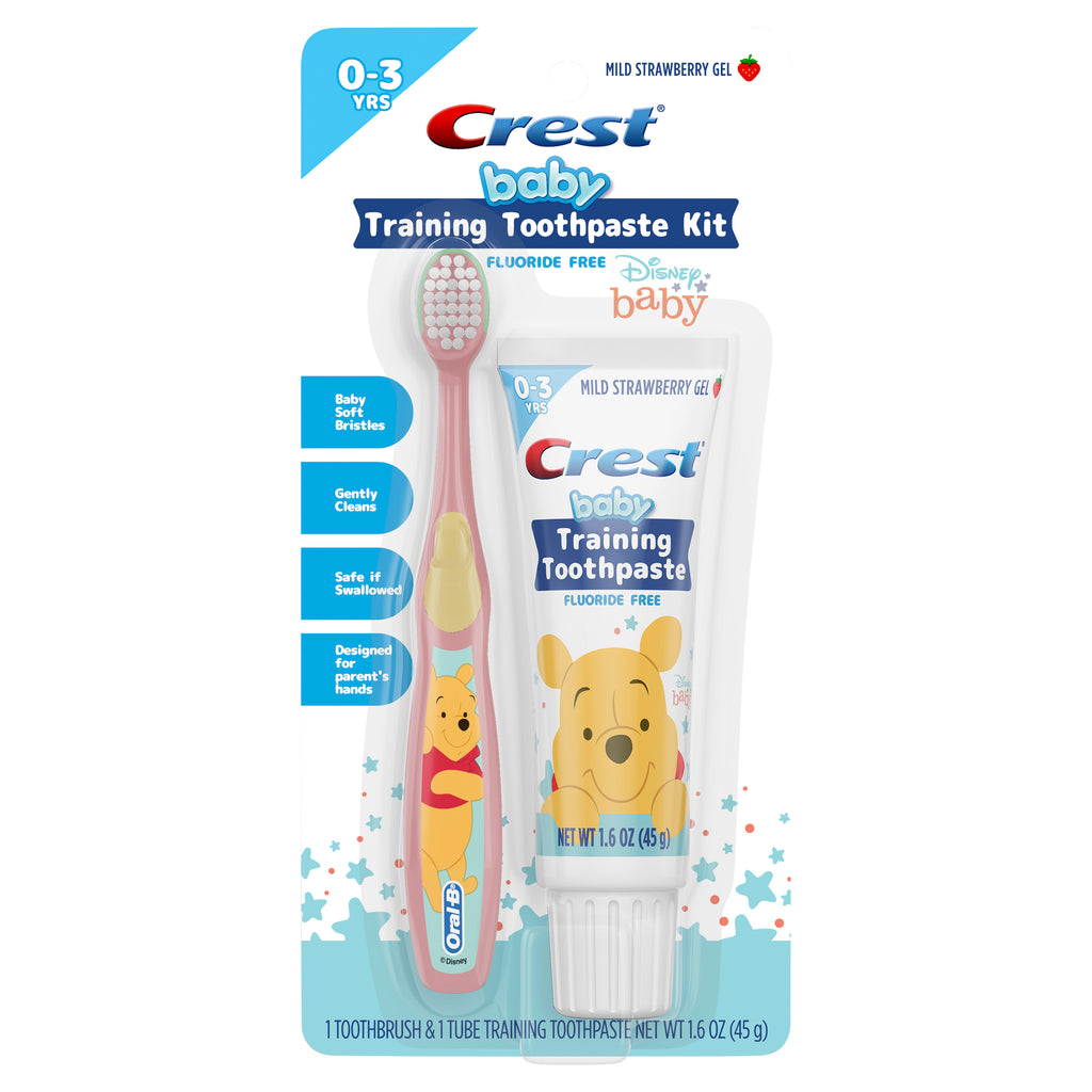 Crest Disney Baby Winnie Pooh Fluoride Free Training Toothpaste Kit - Mild Strawberry