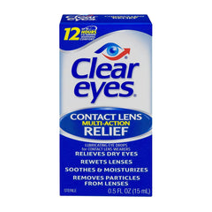 Clear Eyes Contact Lens Multi-Action Relief Eye Drops, 0.5 Fl oz (15 ml)