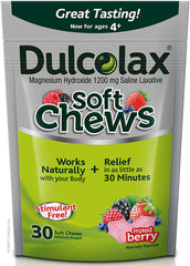 Dulcolax Soft Chews Saline Laxative, Mixed Berry Flavor, 30 Softchews