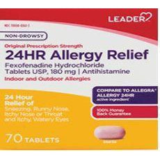 Leader 24 Hour Allergy Relief Tablets, 70 Count