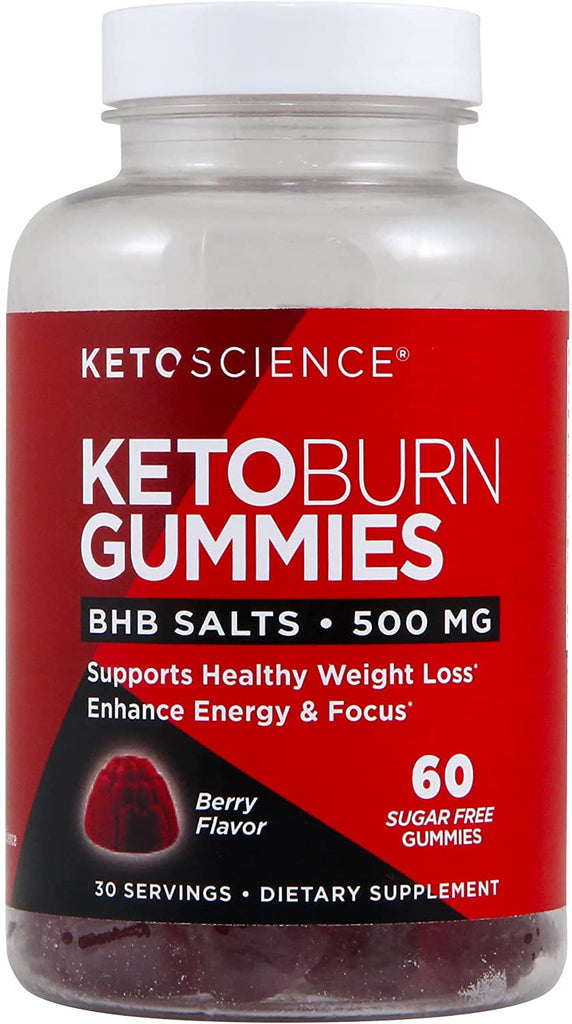 Keto Science KetoBurn Gummies w BHB Salts, 500 mg - Berry Flavor, 60 gummies