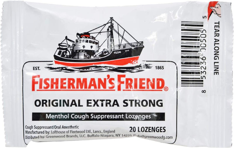 Fisherman's Friend Original Extra Strong Menthol Cough Lozenges, 20 Count, Pack of 3*