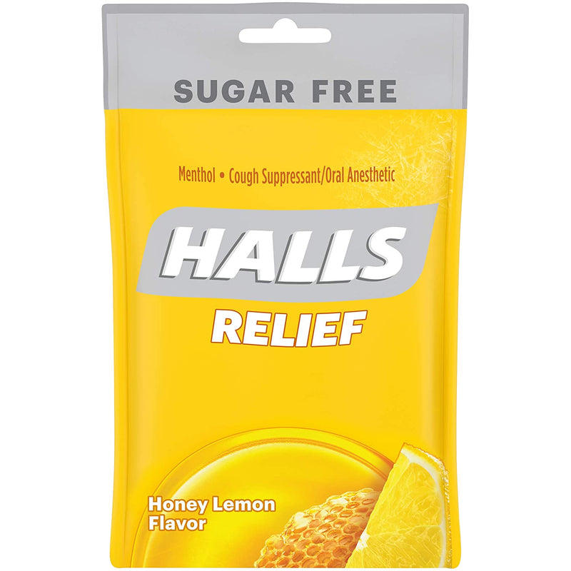 HALLS Relief Sugar Free Honey Lemon Menthol Cough Lozenges, 25 Drops*