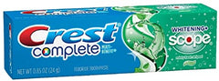 Crest Complete Multi-Benefit Fluoride Toothpaste, Whitening + Scope, Minty Fresh 0.85 oz