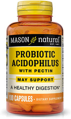 Mason Naturals Probiotic Acidophilus w Pectin, Dietary Supplement, 100 capsules