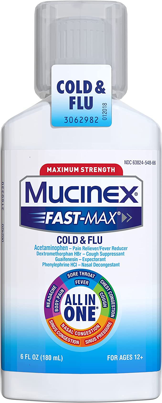 Mucinex Fast-Max Cold & Flu All-in-One Maximum Strength Liquid, 6 fl. oz.