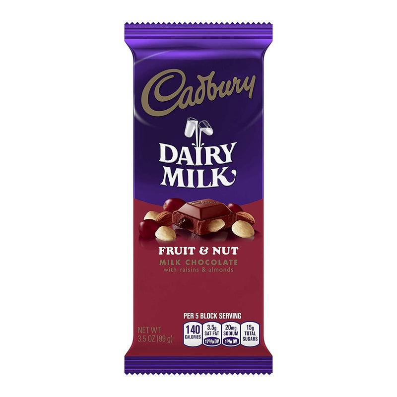 CADBURY DAIRY MILK Chocolate Bar, 3.5oz, Fruit & Nut