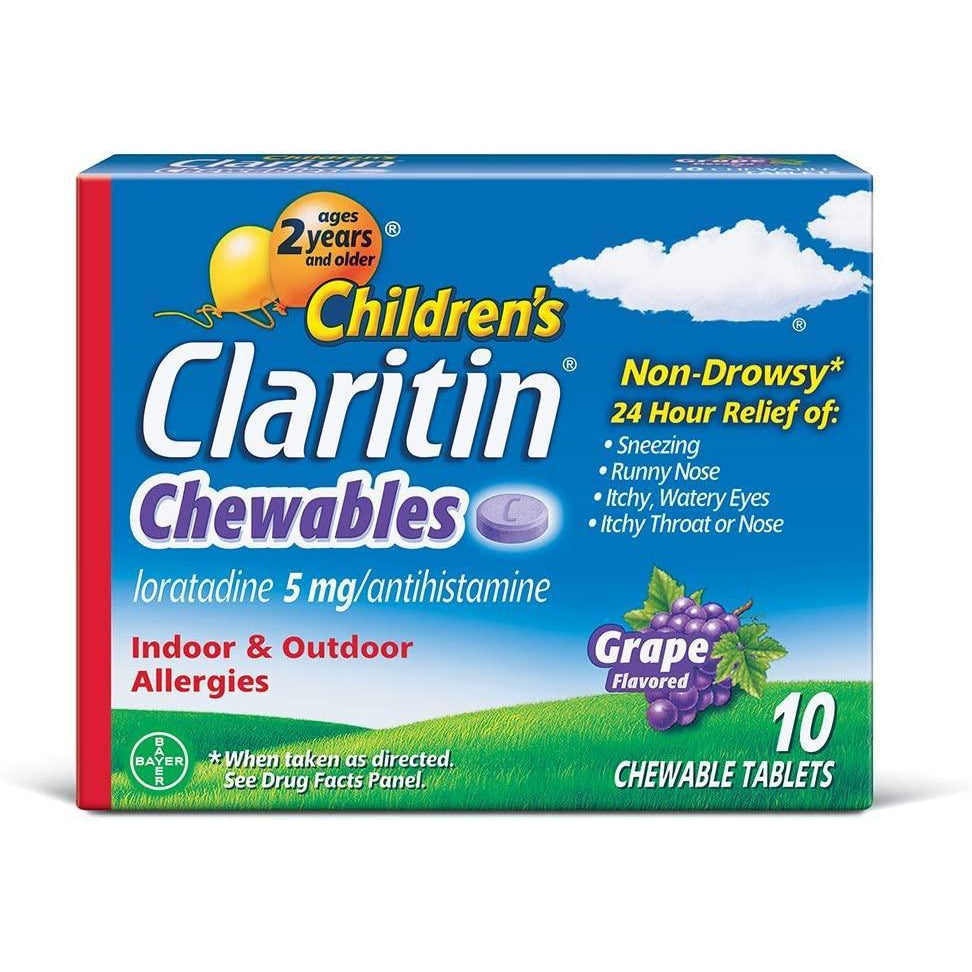 Children's Claritin 24 Hour Non-Drowsy Allergy Grape Chewable Tablet, 5 mg, 10 Count