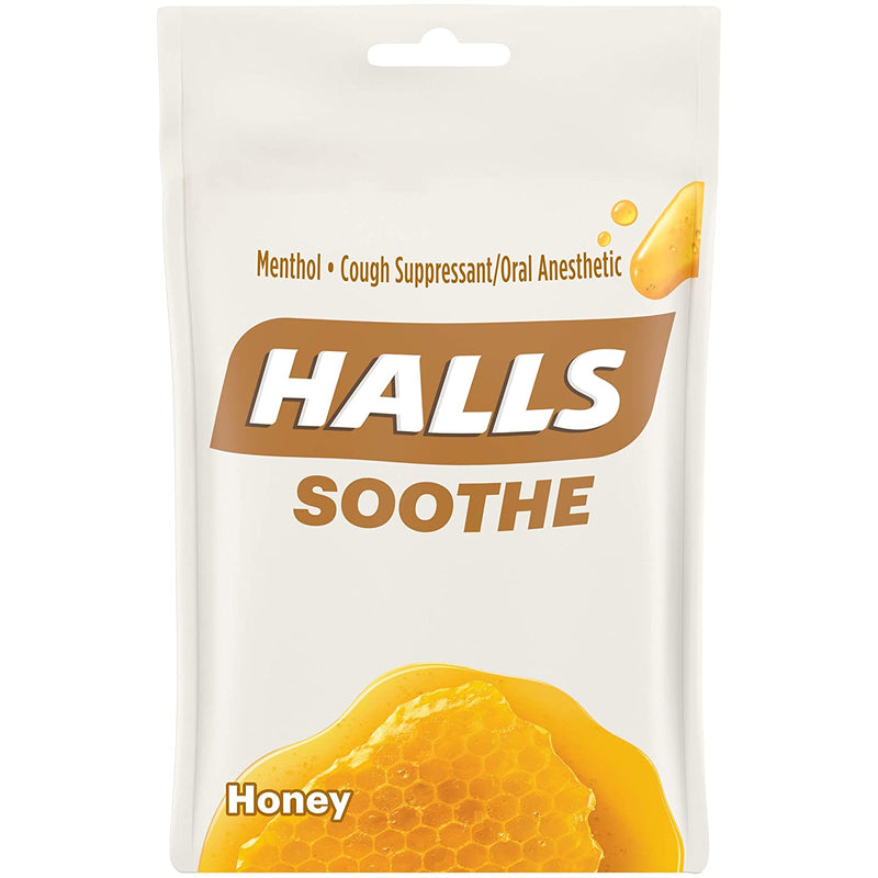 Halls Soothe Honey Menthol Flavor Cough Drops, 1 Bag (30 Total Drops)*
