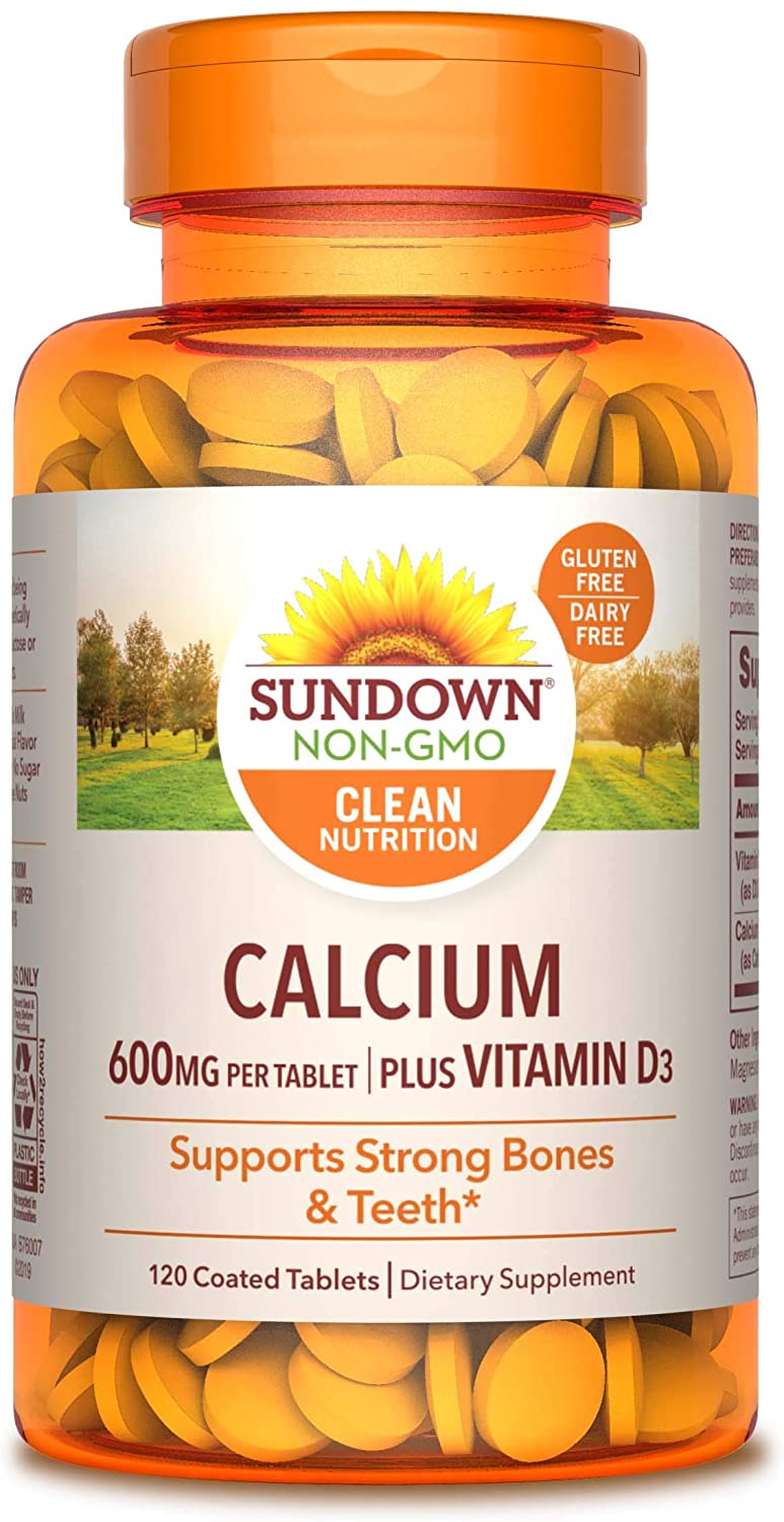 Sundown Calcium 600 mg + Vitamin D3  6 mcg, 120 Coated Tablets*