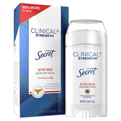 Secret Antiperspirant Clinical Strength Deodorant for Women, Soft Solid, Active Fresh, 2.6 oz