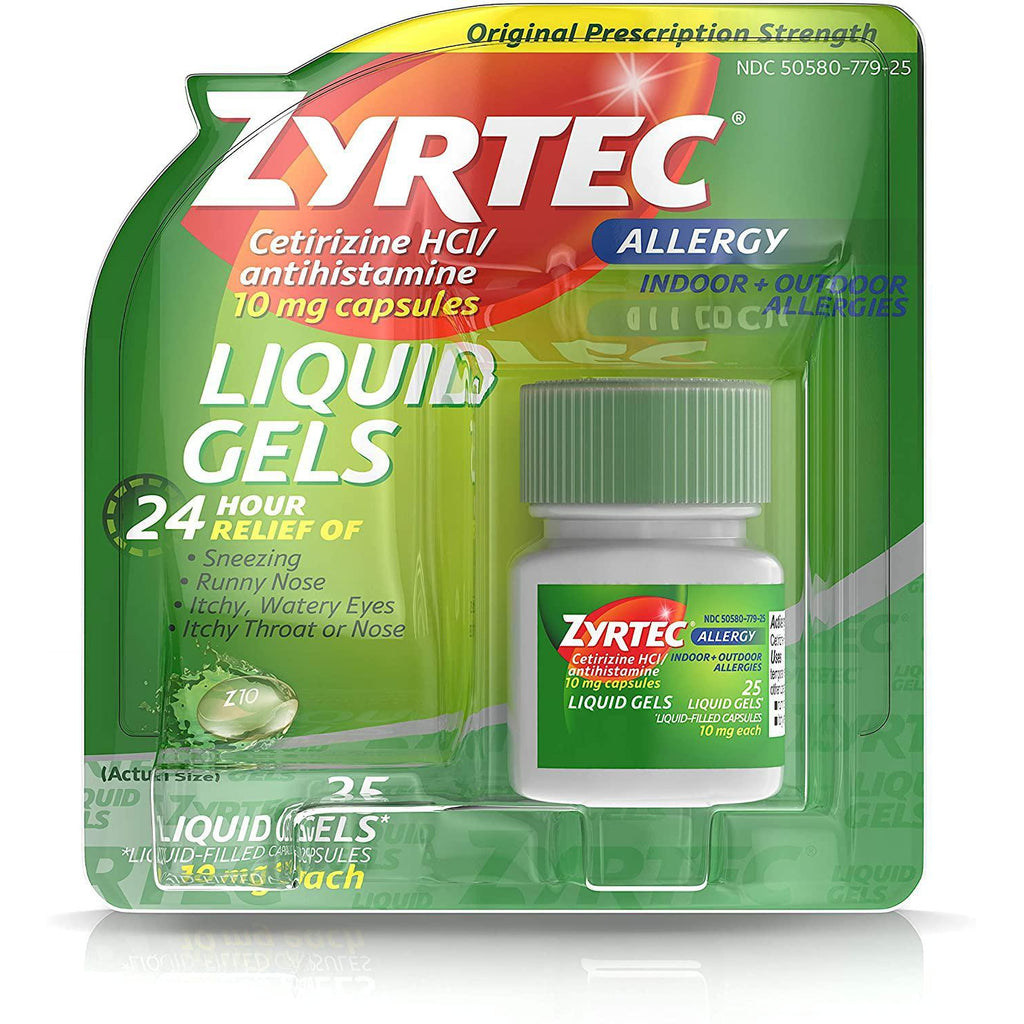 Zyrtec 24 HR Indoor & Outdoor Allergy Liquid Gels Capsules, 25 Count