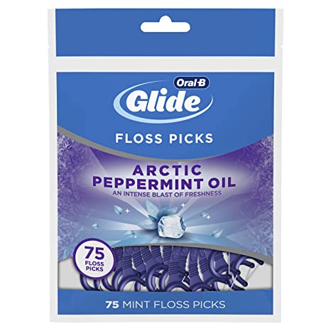 Oral-B Glide Arctic Peppermint Oil Dental Floss Picks, Mint, 75 Count