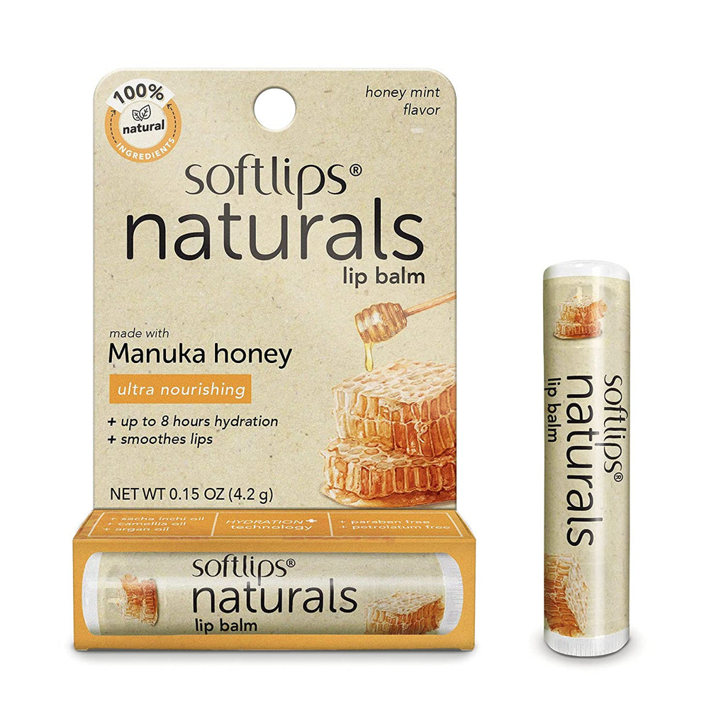 Softlips Naturals Manuka Honey Lip Balm, Ultra Nourishing - 0.15 oz, Honey Mint Flavor Pack of 3