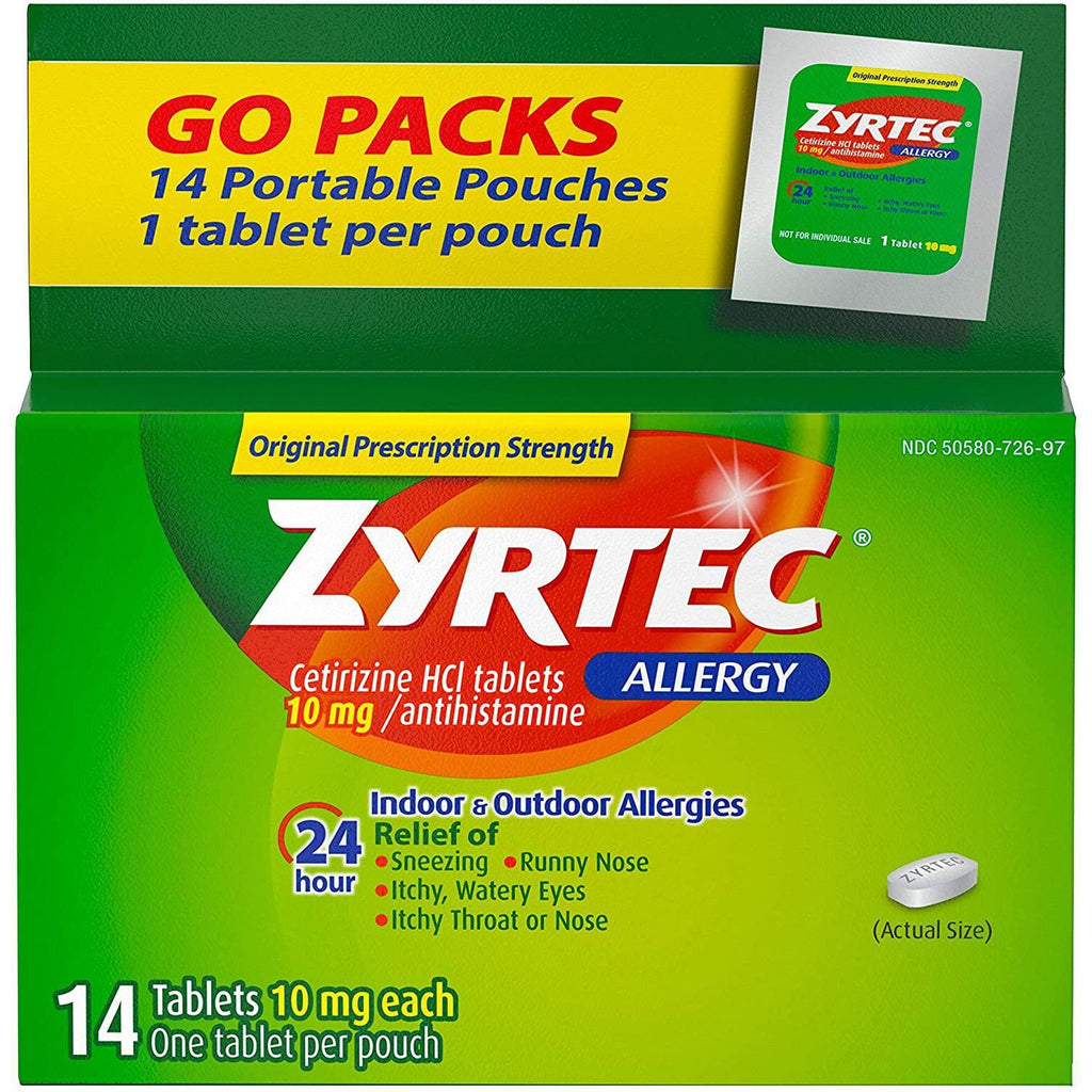 Zyrtec 24 Hour Allergy Relief Tablets, 14 Count