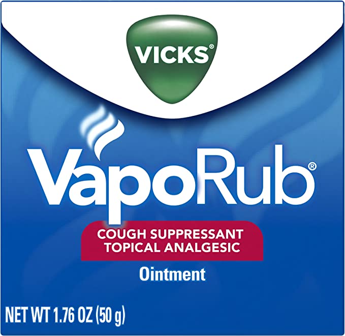Vicks VapoRub Cough Suppressant Chest and Throat Topical Analgesic Ointment, 1.76 Ounce
