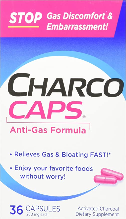 Charcocaps Anti-Gas Dietary Supplement Formula 36 Capsules