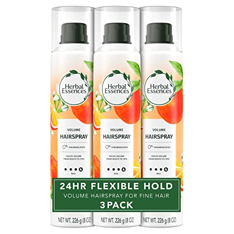 Herbal Essences Volumizing Hairspray, Strong Hold, Fresh Citrus Scent, Pack of 3, 24 oz Total