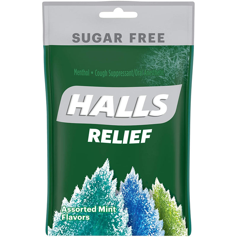 Halls Relief Sugar Free Assorted Mint Flavors Cough Drops, 25 Drops