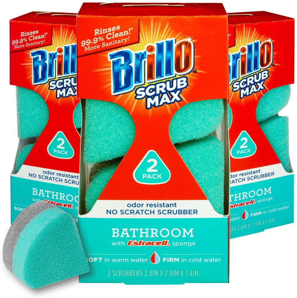 Brillo Scrub Max Odor Resistant No Scratch Scrubber - Bathroom w Estracell Sponge