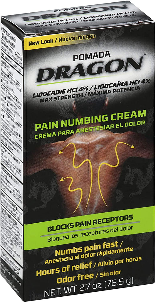 Pomada Dragon Pain Numbing Cream w Lidocaine HCI 4% - Max Strength - 2.7 oz