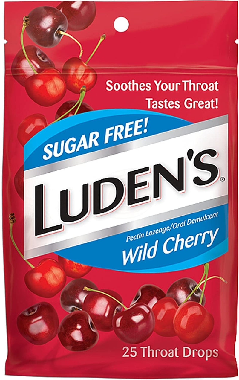 Luden's Sugar Free Wild Cherry Throat Drops, 25 Count