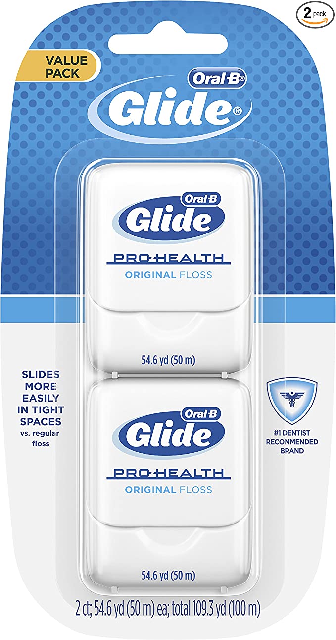 Oral-B Glide Pro-Health Original Dental Floss, Smooth, Strong, Shred Resistant, Value 2 Pack (50m)